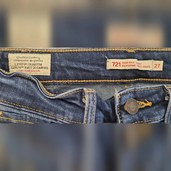 Levi's Jeans Women 27 721 Vintage High Rise Skinny Blue Stretch Denim Red Tab - Picture 6 of 8